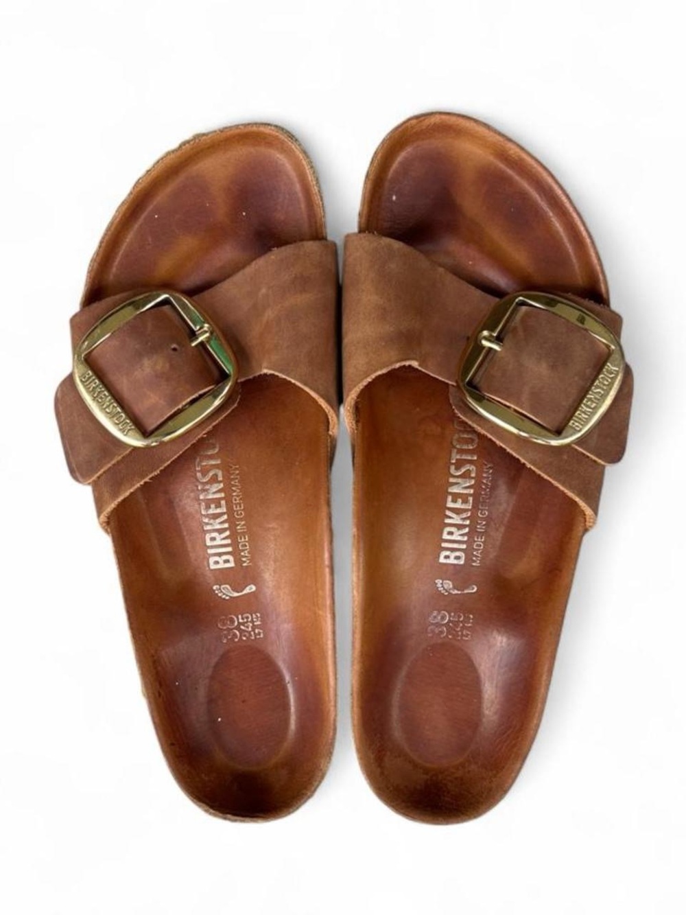 Birkenstock Madrid Big Buckle Cognac Leather Sandals EU 38 US Women’s 7 Narrow